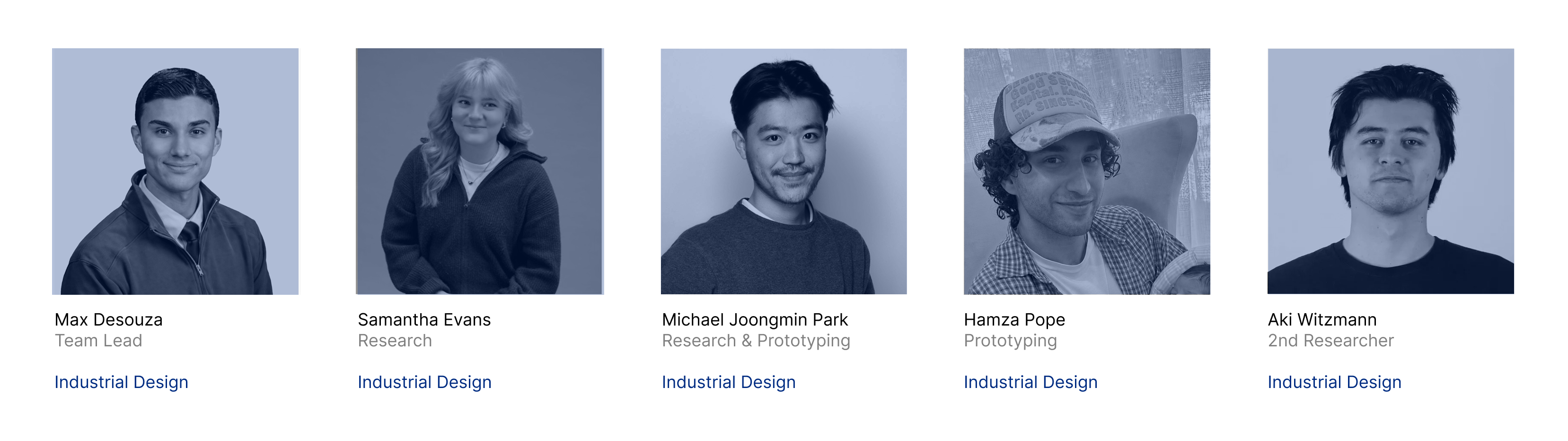 The project team, five industrial design students