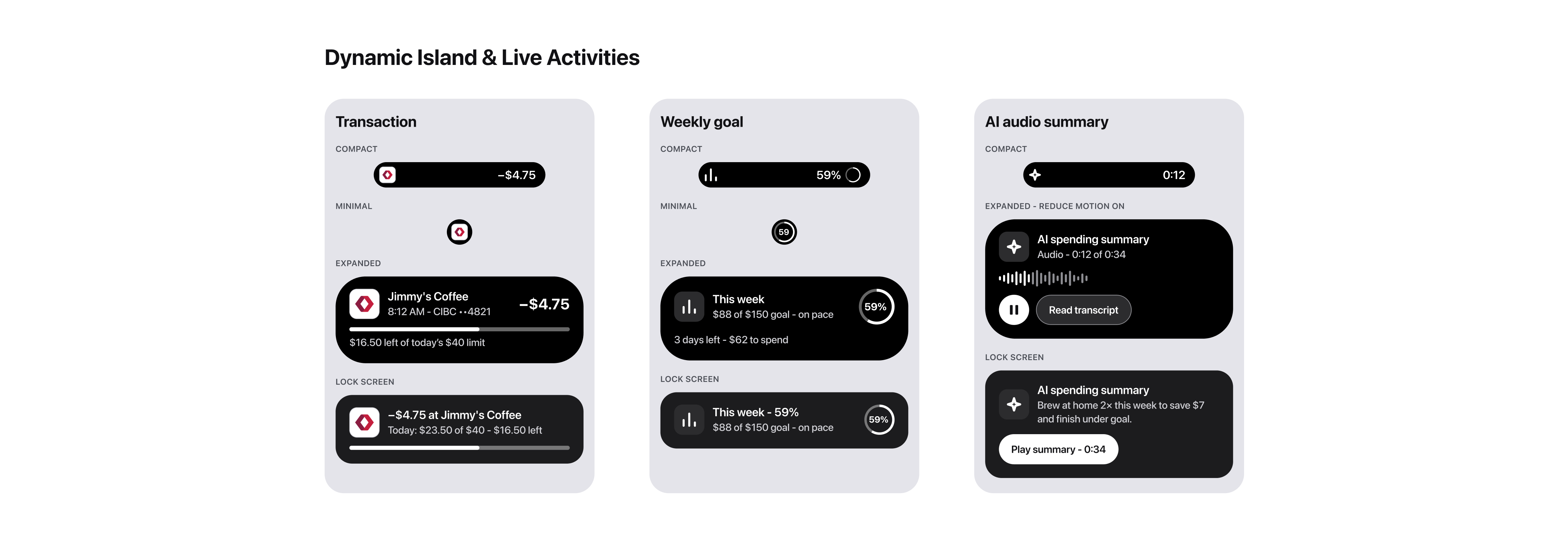 Corrected Dynamic Island and Live Activity states