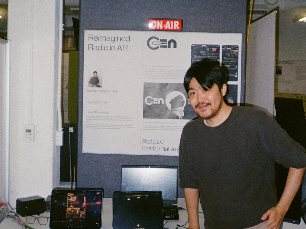 OnGen AR on show at GradEX 111, with the Reimagined Radio in AR board and the ON AIR sign